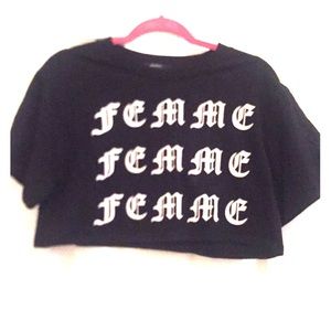 “Femme” black crop top